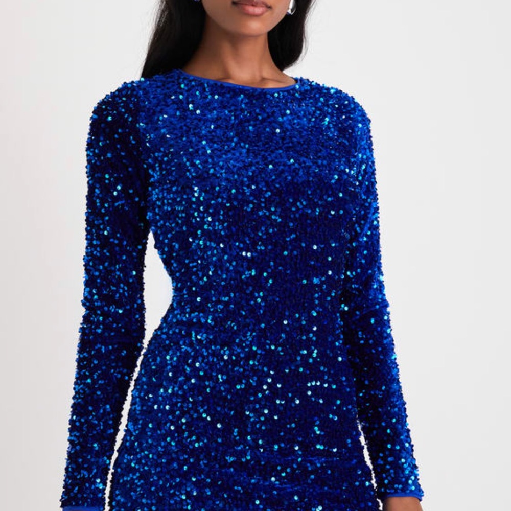 Lulu's Vibrant Blue Sequin Mini Dress